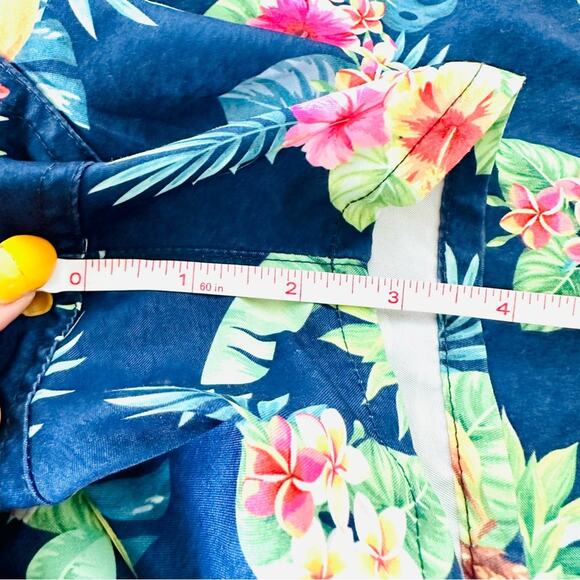 MENS AUSSIEBUM Navy Blue White Floral Palm Swim Trunks Shorts Pockets Unlined M - Picture 8 of 12